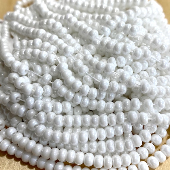 6/0 Opaque High Gloss White Czech Seed Beads, 4mm Preciosa Czech Glass Seed Beads