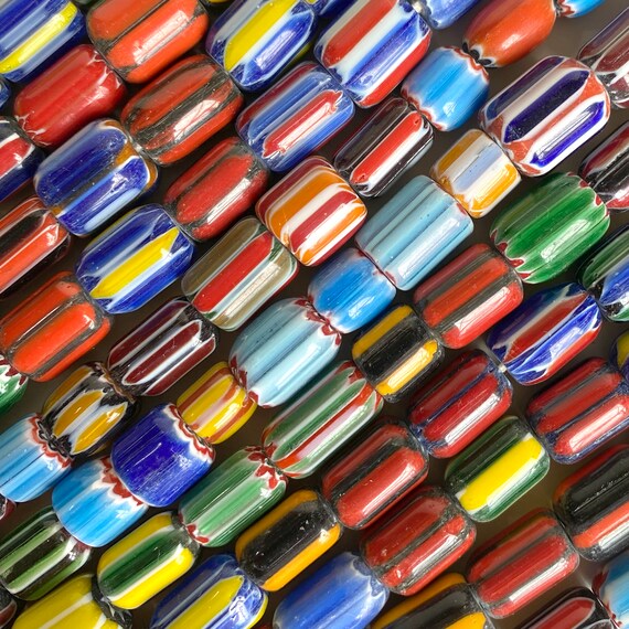 Handcrafted Chevron Bead Mix Assorted Shapes Colors Sizes 8-20mm Glass Beads 25 pc Multicolor Mix