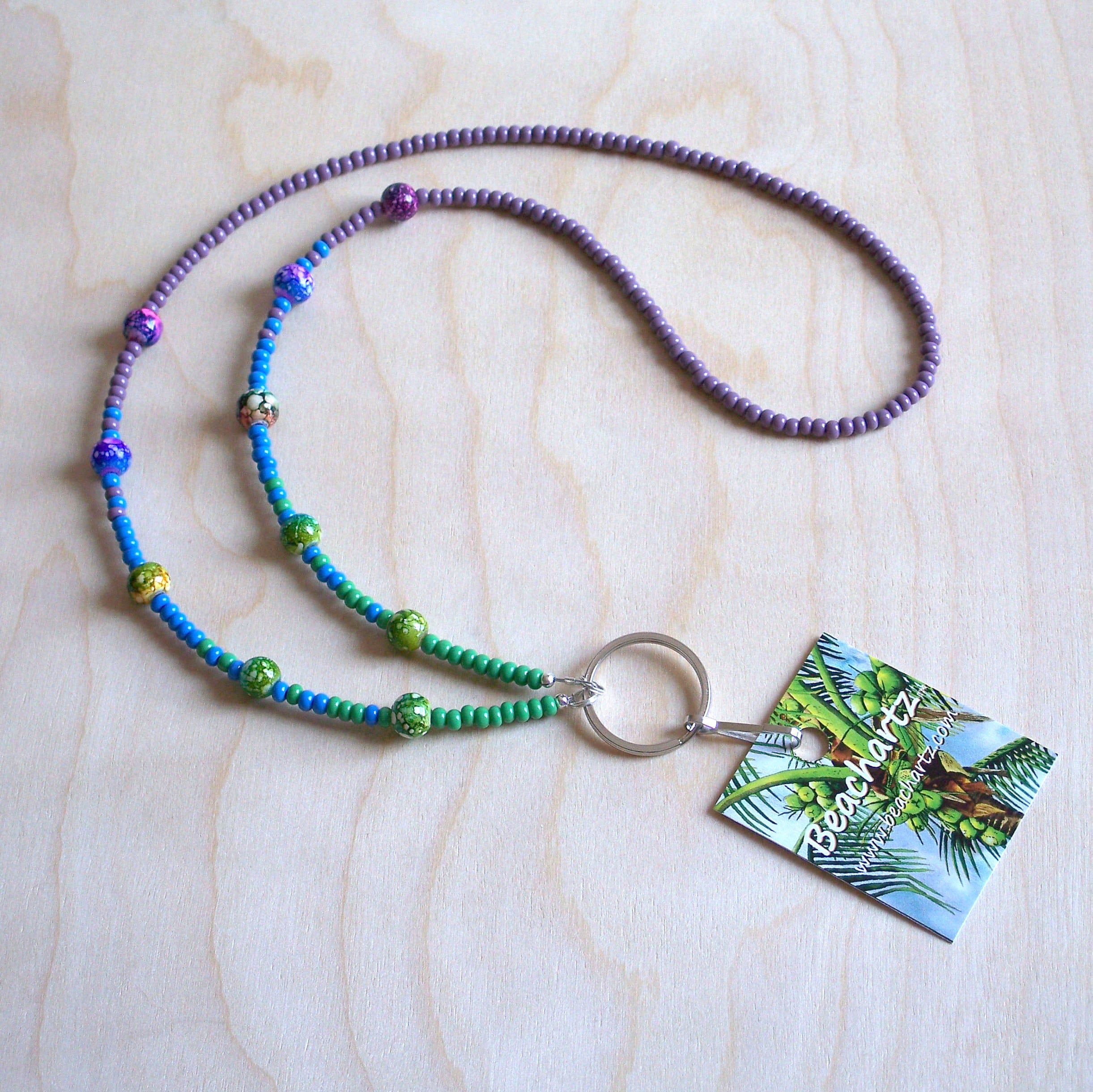Boho Beaded Lanyard, Beach Lanyard, Boho Lanyard, Beaded I.D. Badge ...