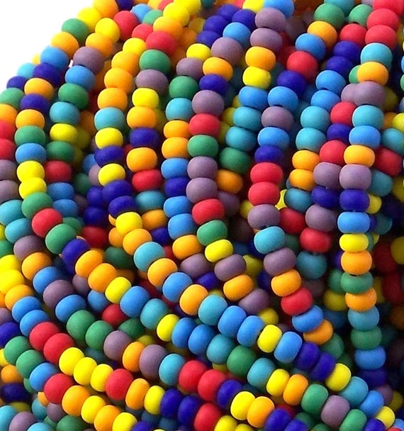 Rainbow Matte Seed Bead Mix, 6/0 Czech Glass Seed Beads, 4mm Preciosa Seed Beads, Rainbow Bead Mix