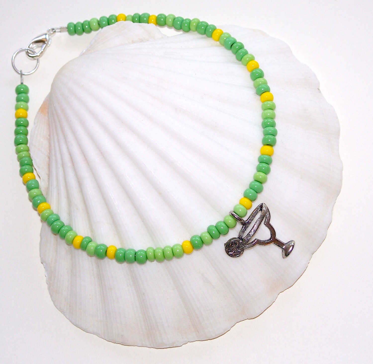 Boho Anklet, Margarita Charm Boho Anklet, Boho Beaded Anklet, Beach Anklet