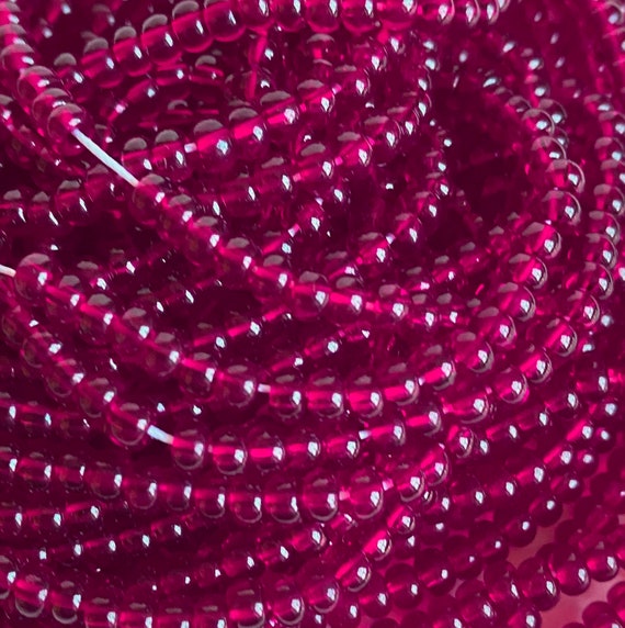 Seed Beads Very Berry Red 6/0 Translucent Czech Glass 4mm Preciosa, Garnet Red Seed Beads
