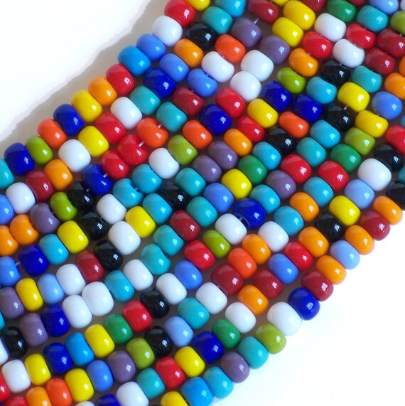 Rainbow Color Mix  Large Hole Seed Beads, 1/0 Opaque Czech Glass Seed Bead Mix
