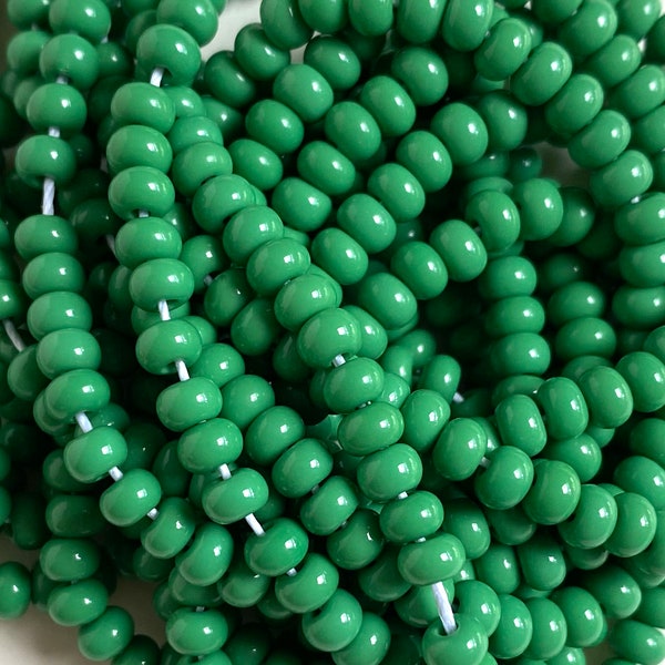 Green Opaque 6/0 Czech Glass Seed Beads, 4mm Preciosa