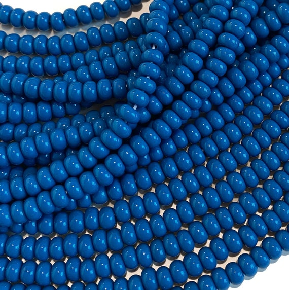 Teal Blue 6/0 7/0 Czech Glass Seed Beads, Preciosa Rocaille Beads, 4mm Beads, Opaque Teal Beads