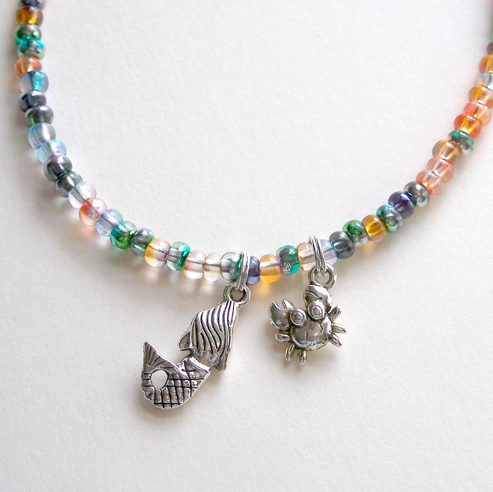 Beach Anklet, Beaded Anklet, Mermaid Anklet, Mermaid Charm, Free Gift Box