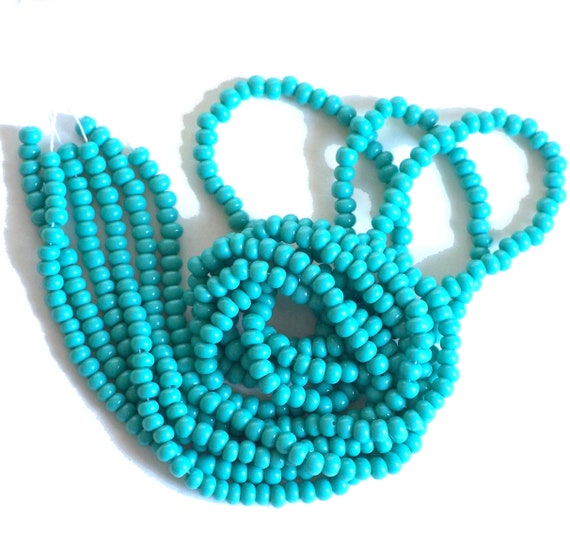 Turquoise Green Opaque  6/0 Czech Glass Seed Beads, Preciosa 4mm Turquoise Green Beads