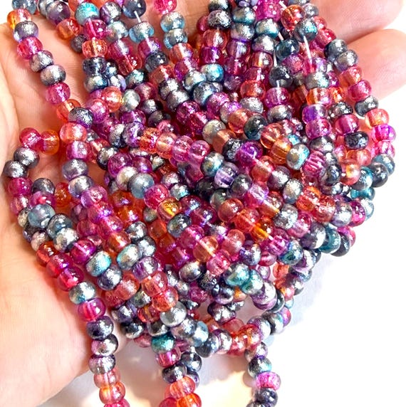 Etched Picasso Seed Bead Mix 3/0 Sunset Bay Mix, Boho Beads 5 - 5.5mm