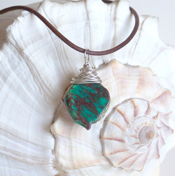 Sea Sediment Jasper Pendant Necklace, Boho Pedant Necklace, Wire Wrapped Pendant Necklace, OOAK, Men or Women