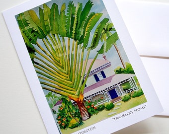 Art Card, Blank Note Cards "Traveler's Home" Lisa Huntington Artist, Tropical Cards