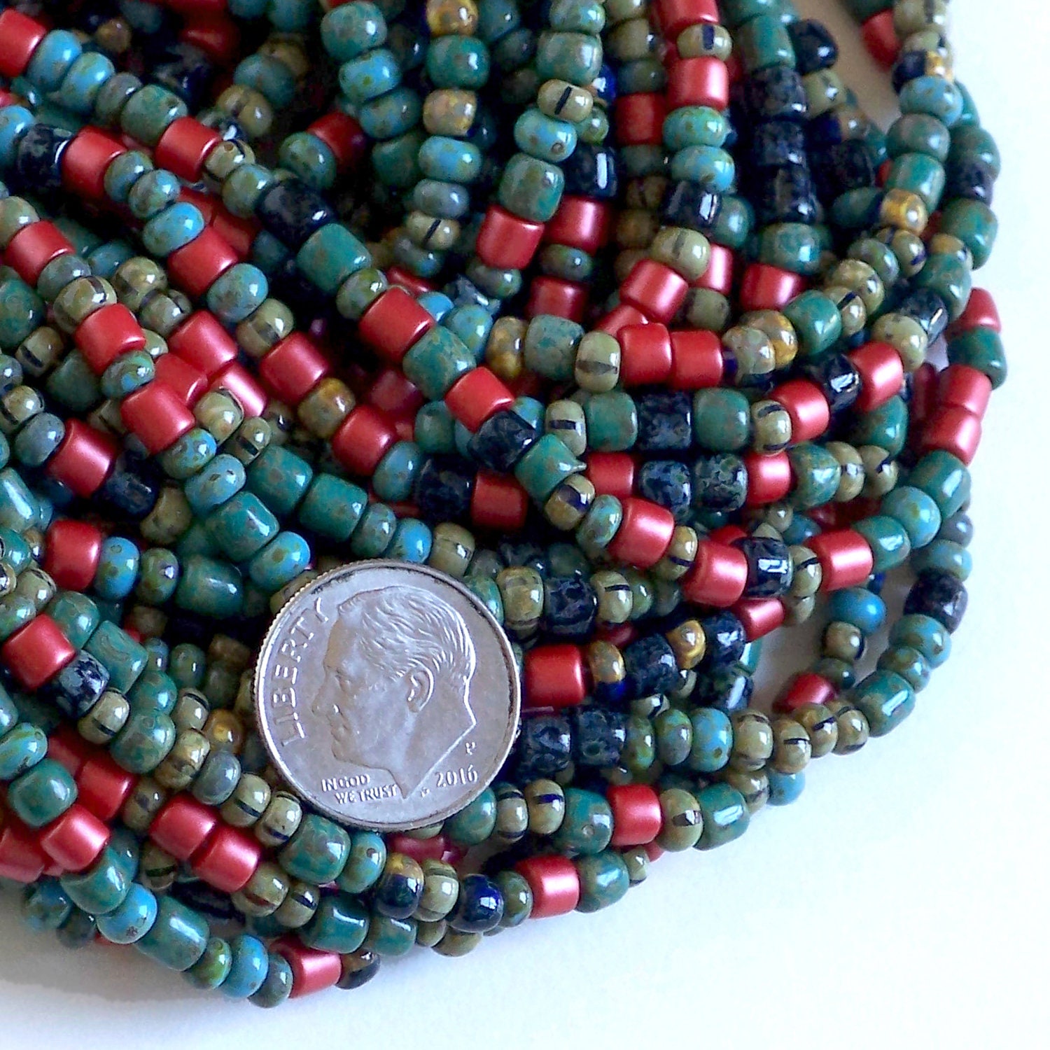 Tori Stone Gallery Very Hot Photo Green striped seed bead