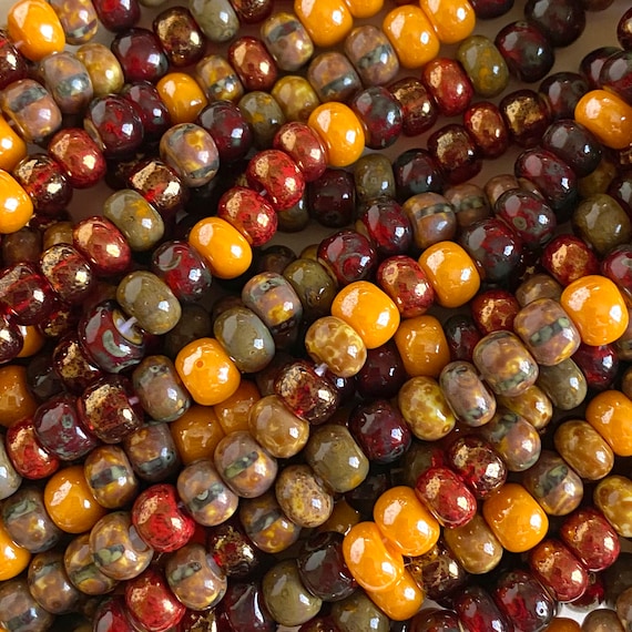 Large Seed Beads 2/0 6mm Honey Berry Mix Aged Picasso Czech Glass Seed Beads, Boho Beads, Preciosa