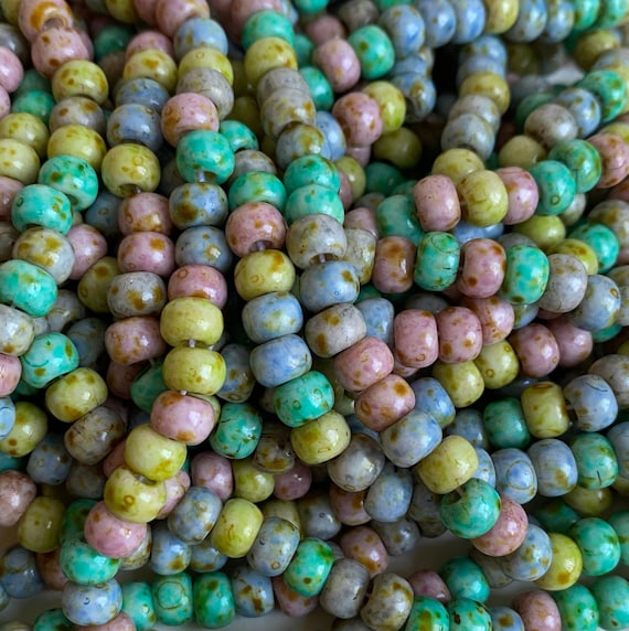 Large Seed Beads 2/0 Preciosa Candy Color Picasso Boho, Candycore Beads 6.5mm, Macrame Beads