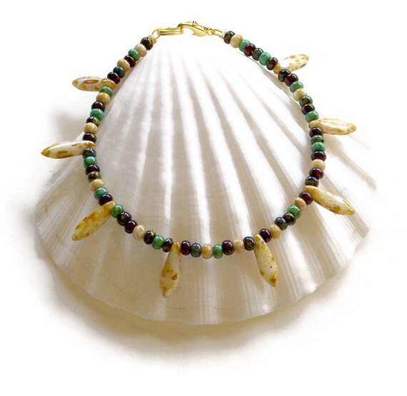 Boho Beaded Anklet, Tribal Style Anklet