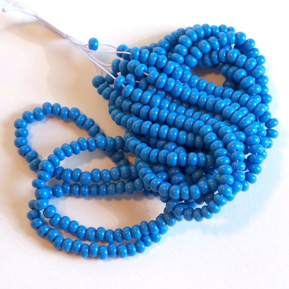 Dark Turquoise Blue Opaque 6/0 Czech Seed Beads, Preciosa