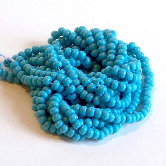 Opaque Turquoise Blue 6/0 Czech Glass Seed Beads, Preciosa Rocaille Beads, Turquoise Seed Beads, 4mm Beads, Turquoise Blue Beads