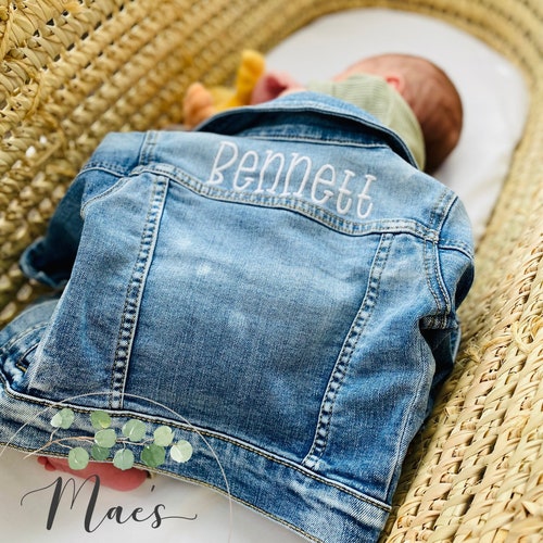 Jean Jacket Baby Brodé - Premier cadeau d'anniversaire - 2e cadeau d'anniversaire - Cadeau d'anniversaire pour enfant - Veste en jean pour tout-petits - Veste en jean pour enfant