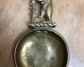 HOLD for MD Victorian Antique English Brass Figural Bear Tea Caddy Spoon