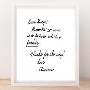 It&#39;s A Wonderful Life,  George Bailey Quote No man is a Failure, Christmas Friendship Gift, Christmas Decor