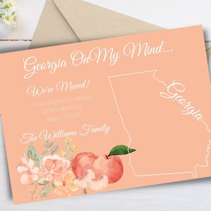 Georgia On My Mind verhuist naar Georgië verhuisaankondiging, nieuw huis briefkaart, nieuw adres, we zijn verhuisd, INSTANT DOWNLOAD, Atlanta