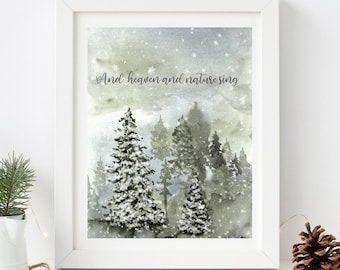 Heaven and Nature Sing Joy to the World 8X10 Digital download Print instant download Christmas decorations Christmas gift Christmas Tree