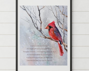 Digital Print, 8X10 Cardinal Quote, Cardinal Saying, Visitor from Heaven, Grief, Memorial Gift