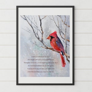 Impresión digital, cita del cardenal de 8 x 10, dicho del cardenal, visitante del cielo, dolor, regalo conmemorativo