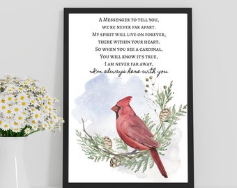 Digital Print, 8X10 Cardinal Quote, I am always with you, Cardinal Saying, Visitor from Heaven, Grief, Memorial Gift