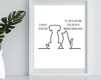 Rescue Dog and Cat Digital Print 8X10