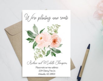 Blumige Umzugsmitteilung: Neue Adresspostkarte (SOFORT DOWNLOAD)