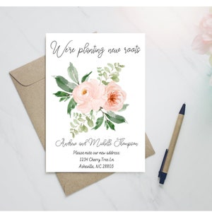 Blumen pflanzen neue Wurzeln, neues Zuhause Postkarte, neue Adresse, Wir sind umgezogen, INSTANT DOWNLOAD, Home sweet home