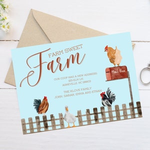 Anúncio de mudança de fazenda, Cartão postal de nova casa, Novo endereço, Mudamos, DOWNLOAD INSTANTÂNEO, Lar doce lar