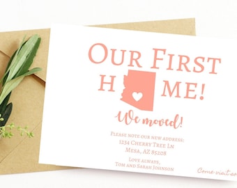 Our First Home Moving Announcement, New Home Postcard, New Address, We've Moved, INSTANT DOWNLOAD, Home sweet home