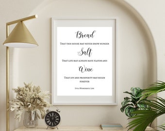Quote Print, Bread Salt Wine Blessing (Digital Download