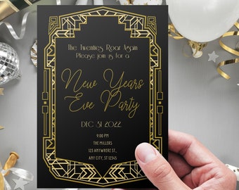 Art Deco New Years Eve Party Invitation: 1920s Gatsby Style (PDF & JPG)
