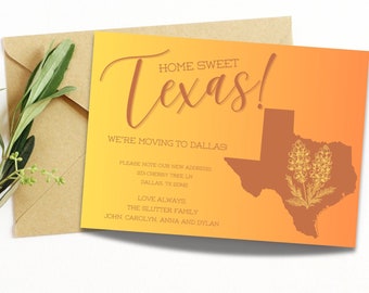Texas Moving Announcement Postcard: New Home, New Address (Digital Download)