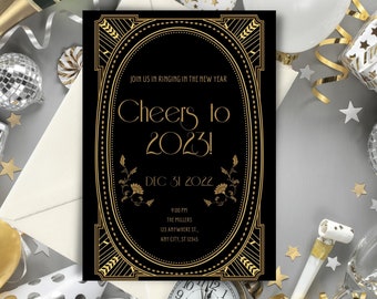 Art Deco New Years Eve Invitation: 1920s Gatsby Party (PDF & JPG)
