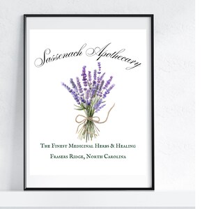 Outlander Sassenach Apothecary Poster Printable frasers ridge North Carolina Outlander
