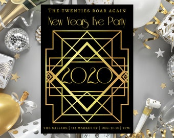 Gatsby New Years Eve Party Invitation (PDF & JPG)