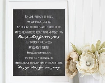 Bob Dylan Forever Young Chalkboard Style Print