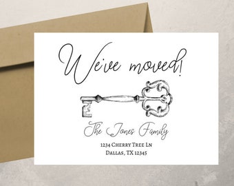 New Home Announcement Postcard: Elegant Key Design (INSTANT DOWNLOAD)
