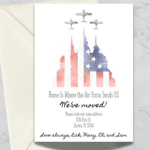 "Armee Militär Luftwaffe Umzugsankündigung, neues Zuhause ""Postkarte"", neue Adresse, ""Wir sind umgezogen"", SOFORT-DOWNLOAD, ""Home sweet home""."