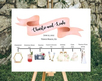 Personalized Wedding Timeline Sign: Custom Order of Events (Digital File)