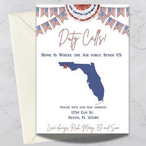 "Armee Militärluftwaffe Umzugsmitteilung, ""Duty"" Ruft neues Zuhause Postkarte, neue Adresse, wir sind umgezogen, INSTANT DOWNLOAD, Home sweet home."