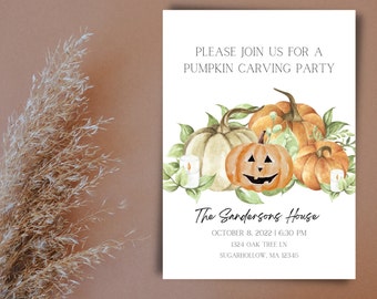 Pumpkin Carving PartyHalloween Invite Printable Halloween Party Invitation Instant Download