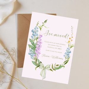 Anúncio de mudança floral, Cartão postal de nova casa, Novo endereço, Nós nos mudamos, DOWNLOAD INSTANTÂNEO, Lar doce lar