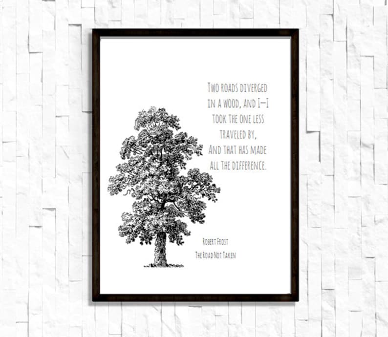 The Road Less Traveled By Robert Frost Poem Wall Art 8.5X11 image 0