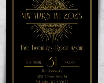 Art Deco Silvester Einladung: Gatsby Party (PDF & JPG)