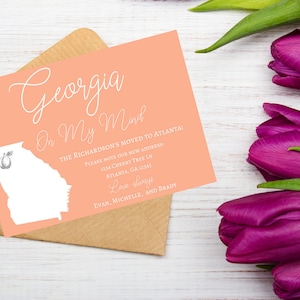 Georgia On My Mind Déménagement en Géorgie, Carte postale pour une nouvelle maison, Nouvelle adresse, Nous avons déménagé, TÉLÉCHARGEMENT IMMÉDIAT, Atlanta