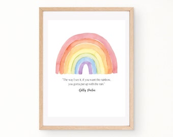 Dolly Parton Quote Print: Rainbow Wall Art (Digital Download)